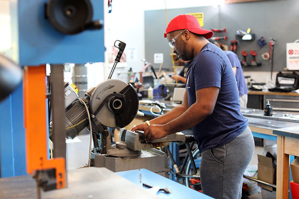 Student in the Flowers Invention Studio