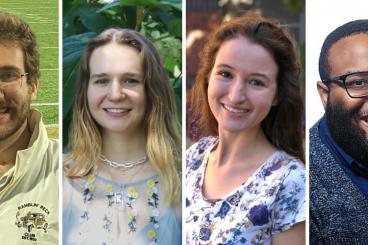 Fulbright recipients (L-R): Nicholas Isaf, Chloe Kiernicki, Morgan Knowlton, and Andrew White