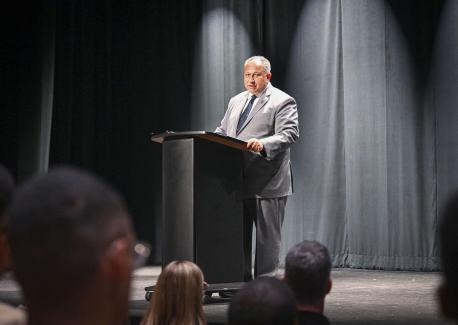 U.S. Secretary of the Navy Carlos Del Toro during his remarks at the John Lewis Student Center.